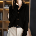 Collared Button Up Knit Cardigan for women, view 4