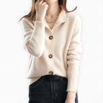 Collared Button Up Knit Cardigan for women, view 6