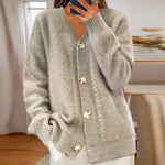 Cable Knit Button Up Cardigan for women, view 4