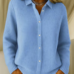 Long Sleeve Collared Button Up Cardigan for women
