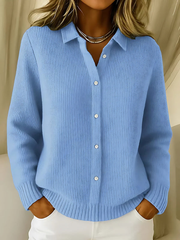 Long Sleeve Collared Button Up Cardigan for women