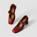 Carol women's square-toe mid-heel mary jane shoes