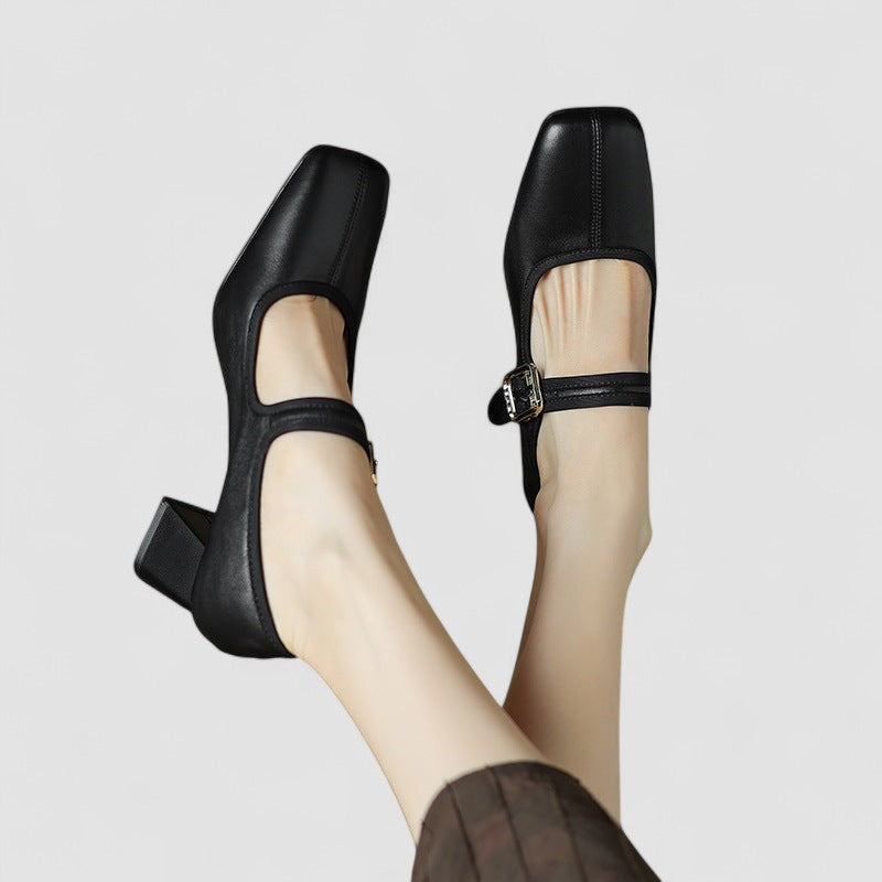 Carol women's square-toe mid-heel mary jane shoes
