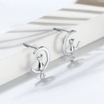 Moon & Cat Sterling Silver Stud Cat Earrings