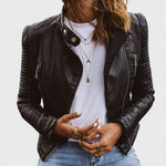 Black Quilted Cropped Biker Jacket for women