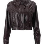 Brown Cropped Moto Jacket for women