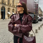 Burgundy Belted Cropped Jacket for women, view 5
