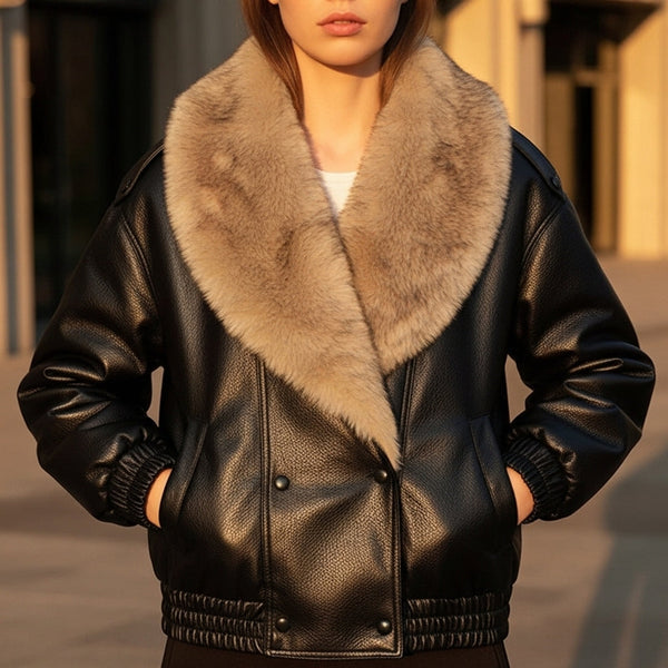Faux Fur Collar Oversized Jacket for women