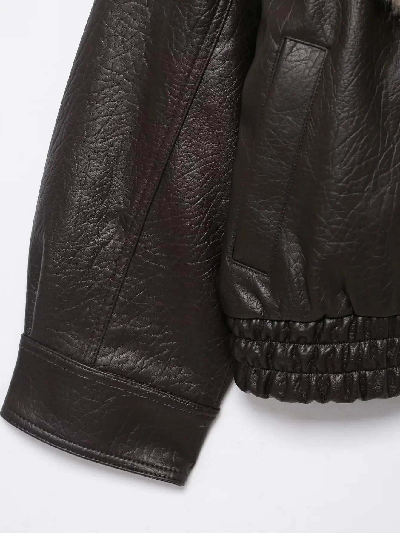 Faux Fur Collar Oversized Jacket for women, view 10