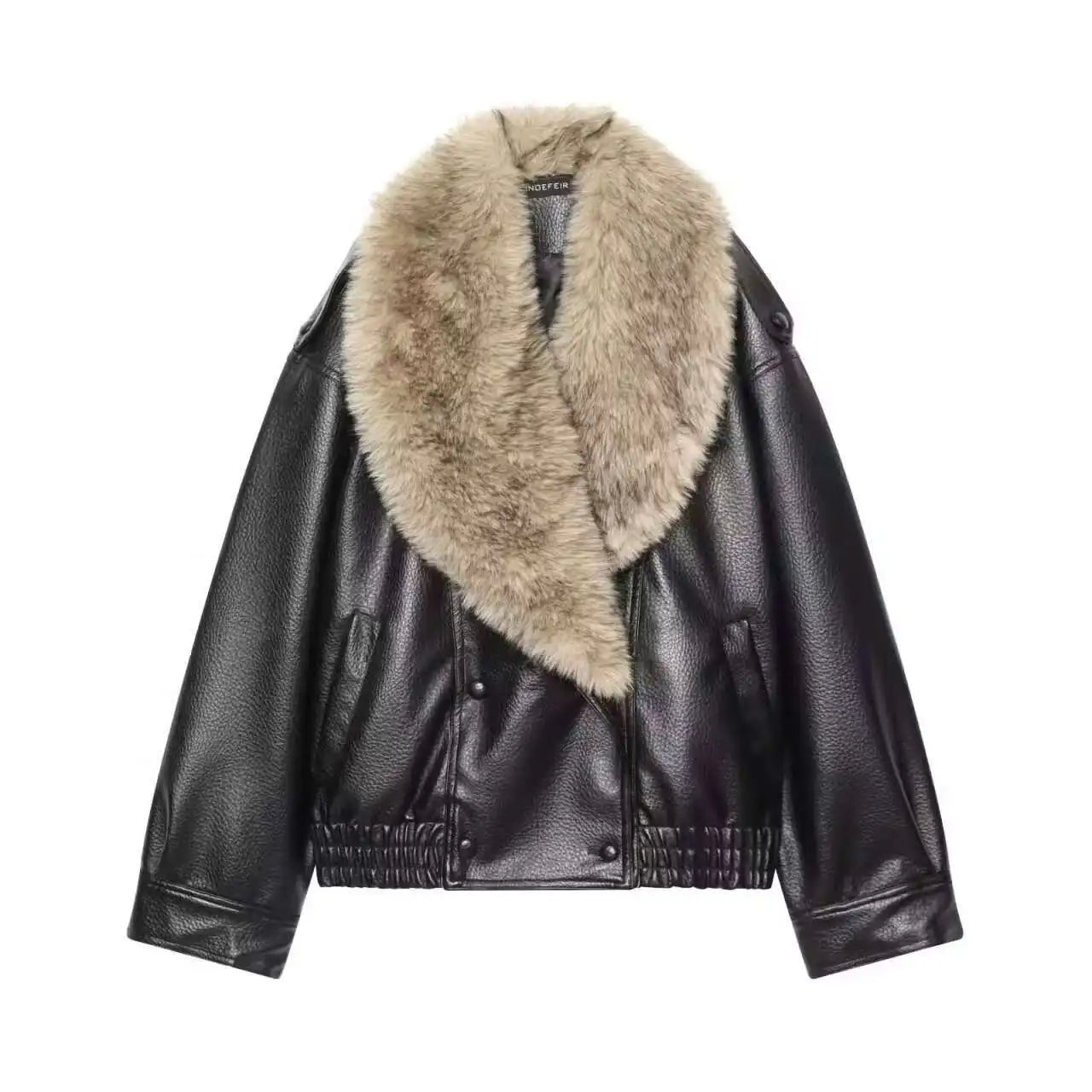 Faux Fur Collar Oversized Jacket for women, view 12