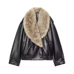 Faux Fur Collar Oversized Jacket for women, view 12