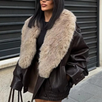 Faux Fur Collar Oversized Jacket for women, view 2