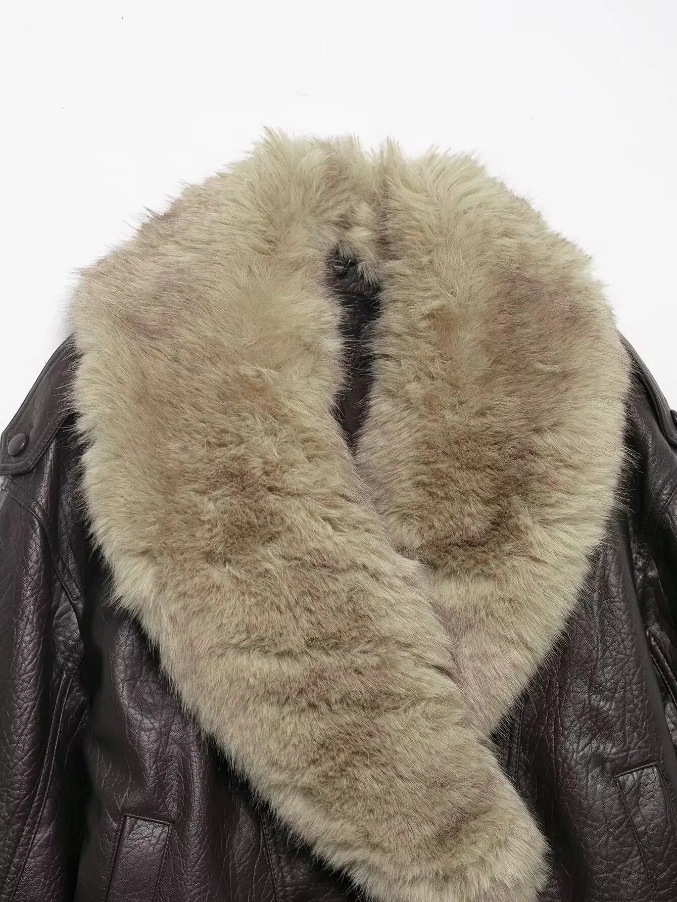 Faux Fur Collar Oversized Jacket for women, view 7