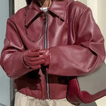 Oversized Cropped Faux Leather Jacket for women