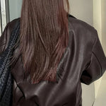 Oversized Cropped Faux Leather Jacket for women