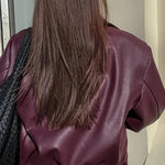 Oversized Cropped Faux Leather Jacket for women