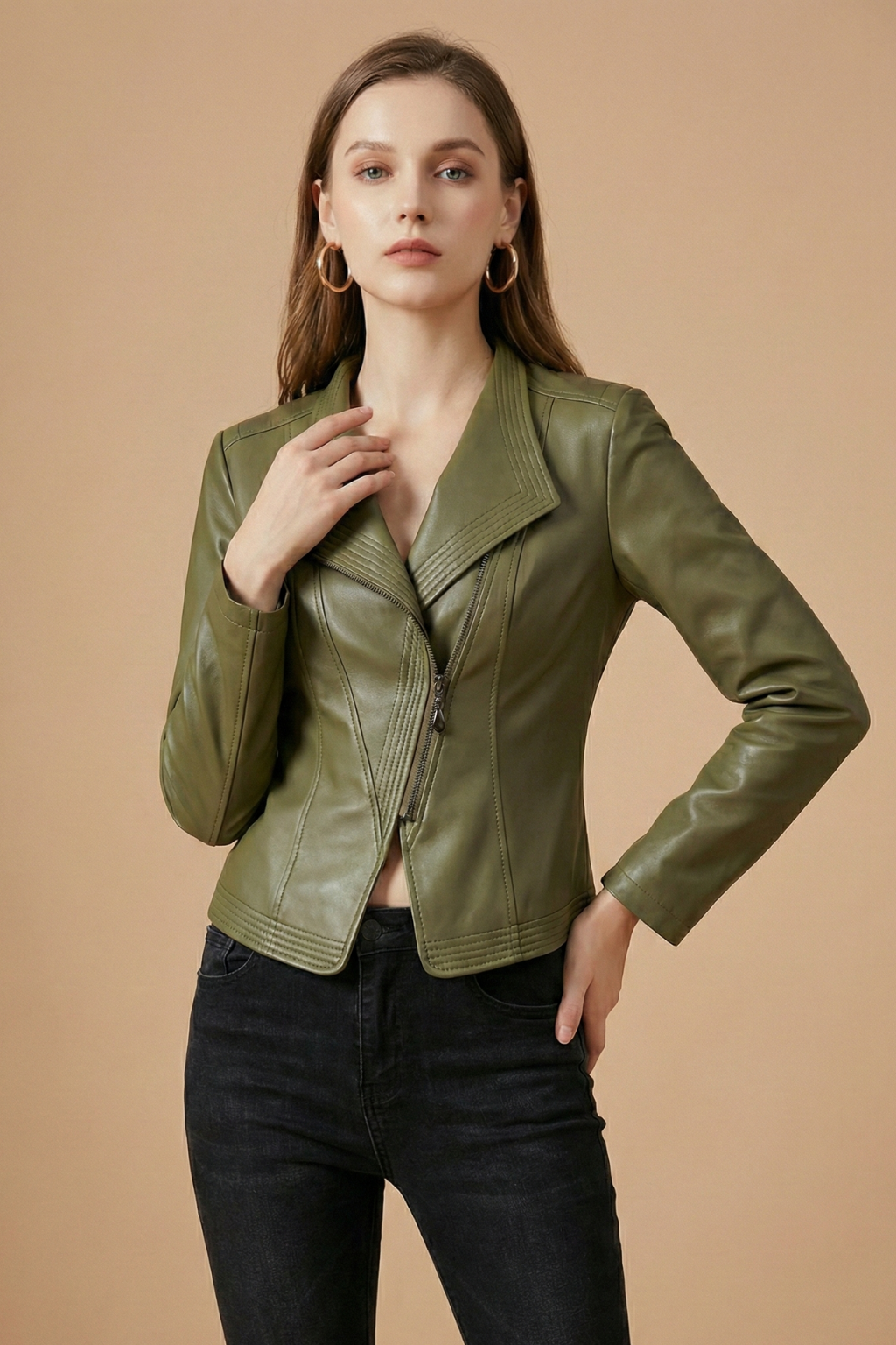 Fitted Asymmetric Zip Jacket for women