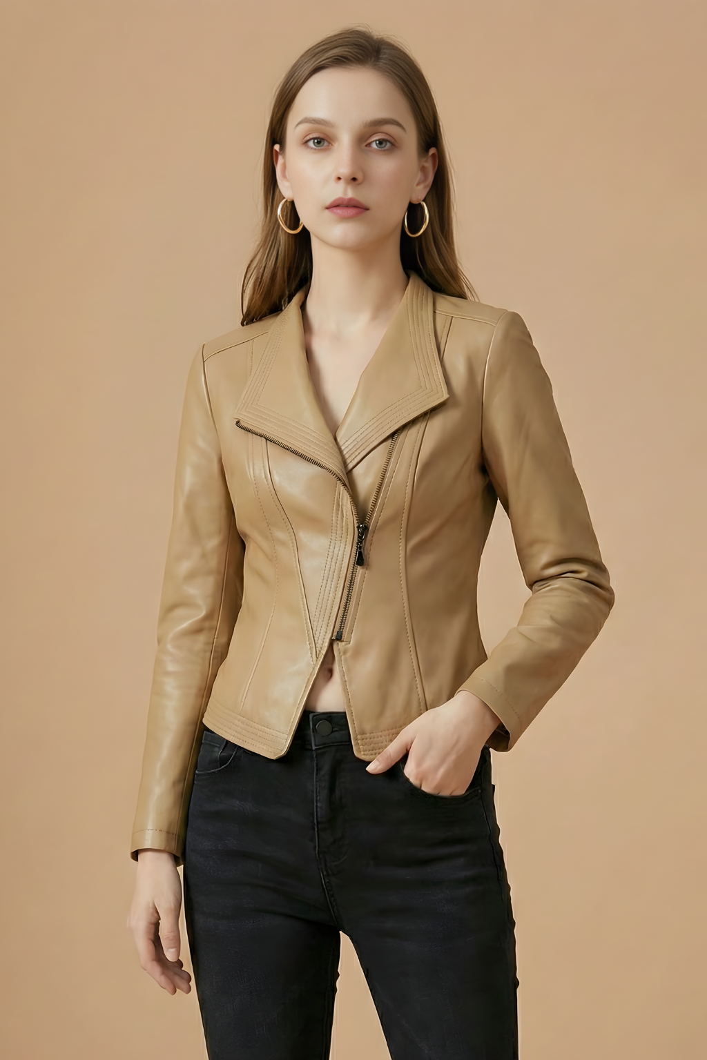 Fitted Asymmetric Zip Jacket for women