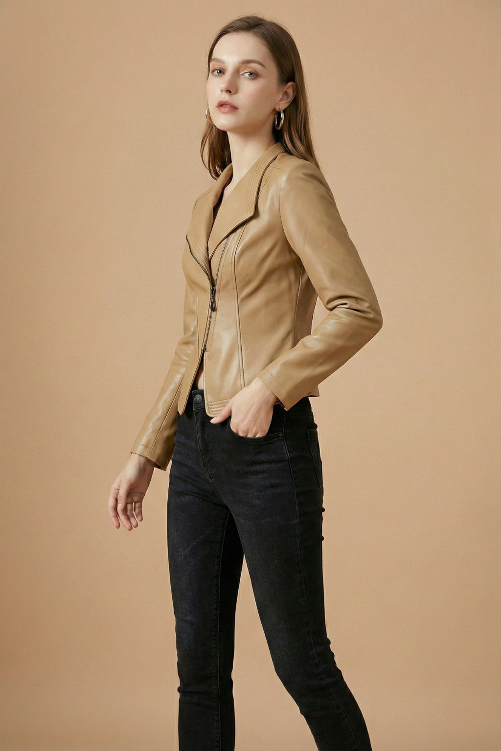 Fitted Asymmetric Zip Jacket for women