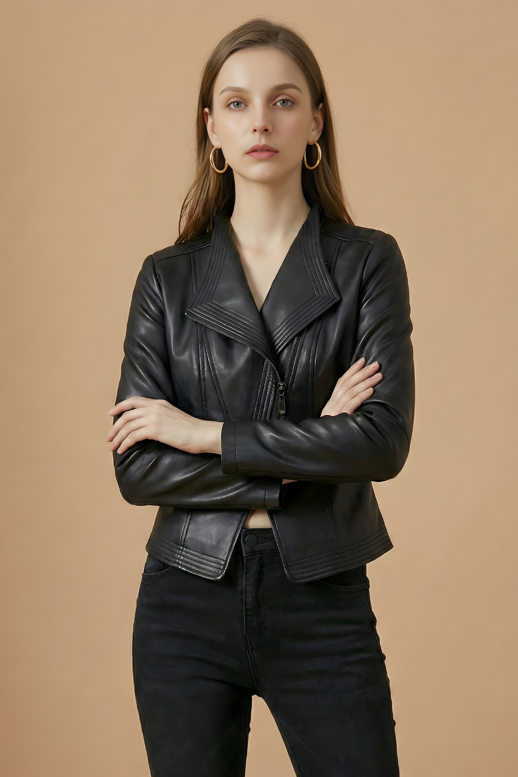 Fitted Asymmetric Zip Jacket for women