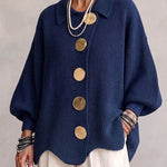 Beatrice oversized cardigan with gold-tone buttons