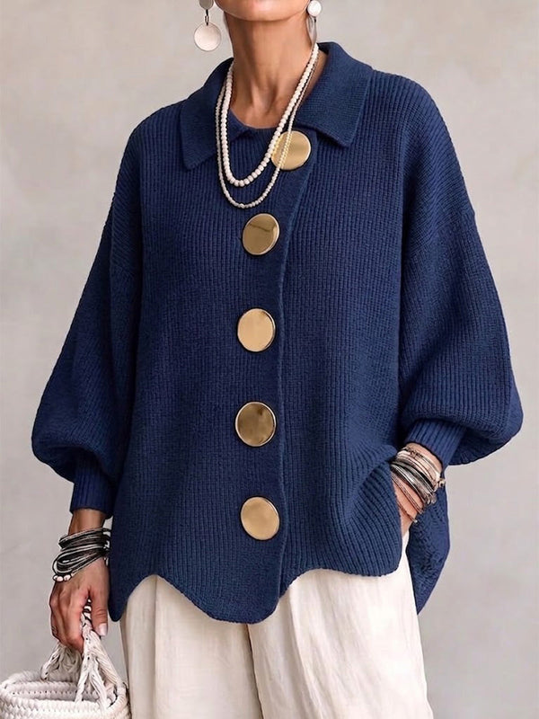 Beatrice oversized cardigan with gold-tone buttons