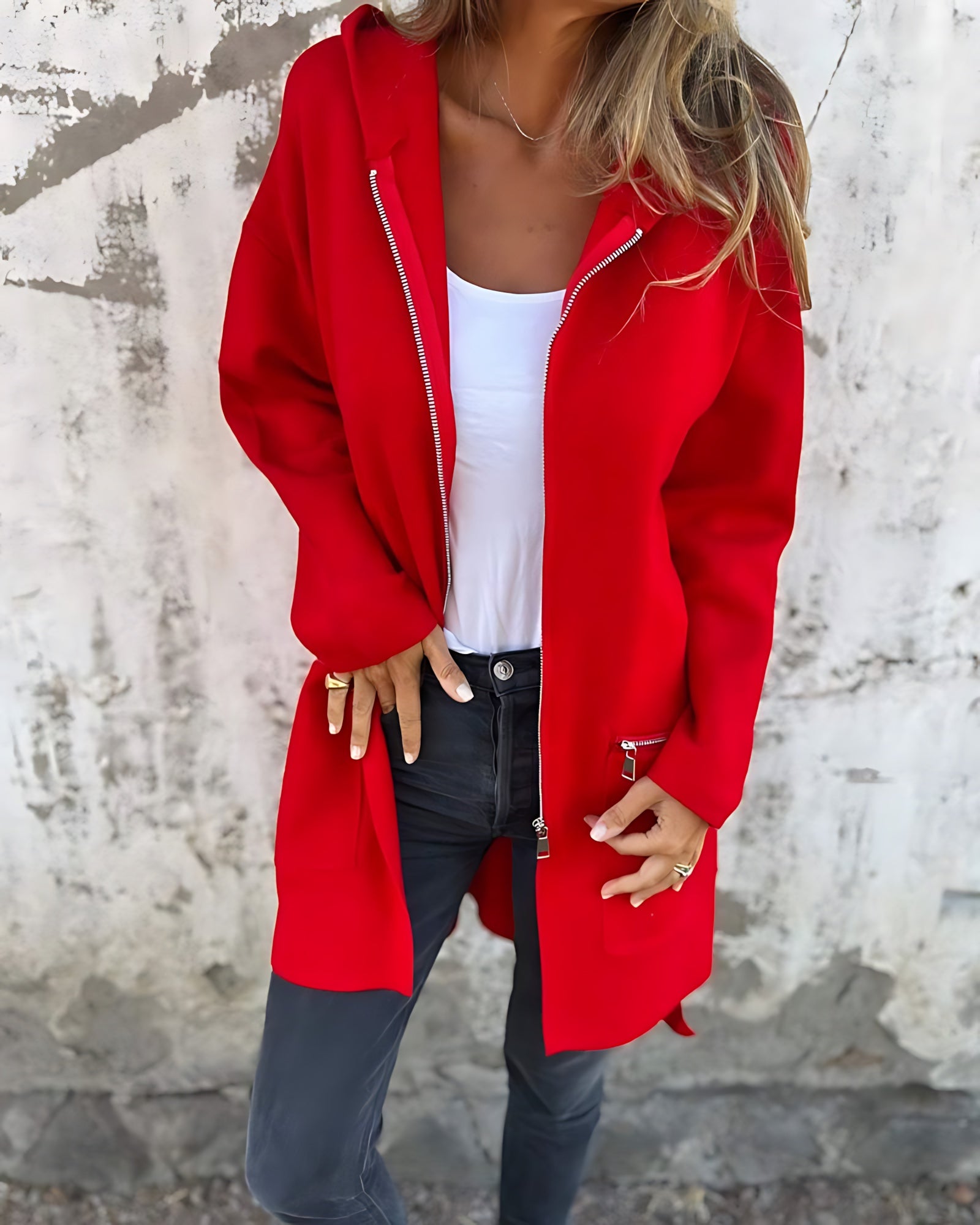 Zip Up Long Sleeve Knit Cardigan for women