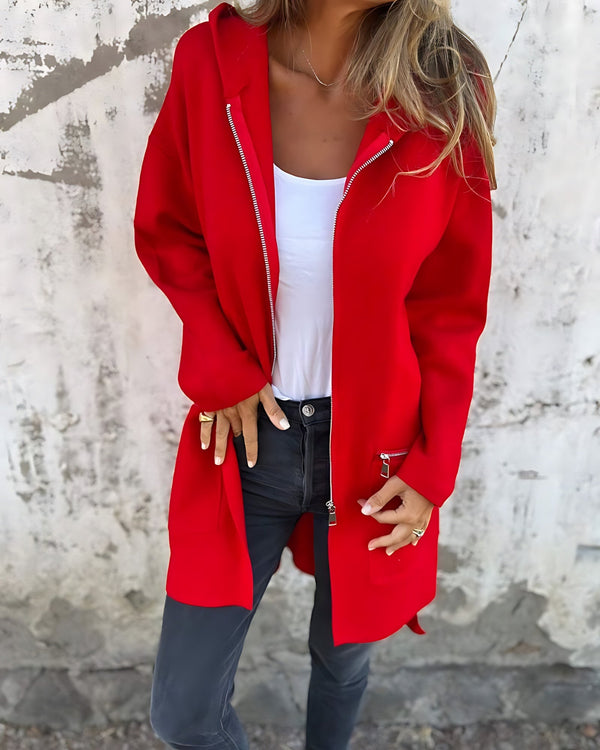 Zip Up Long Sleeve Knit Cardigan for women