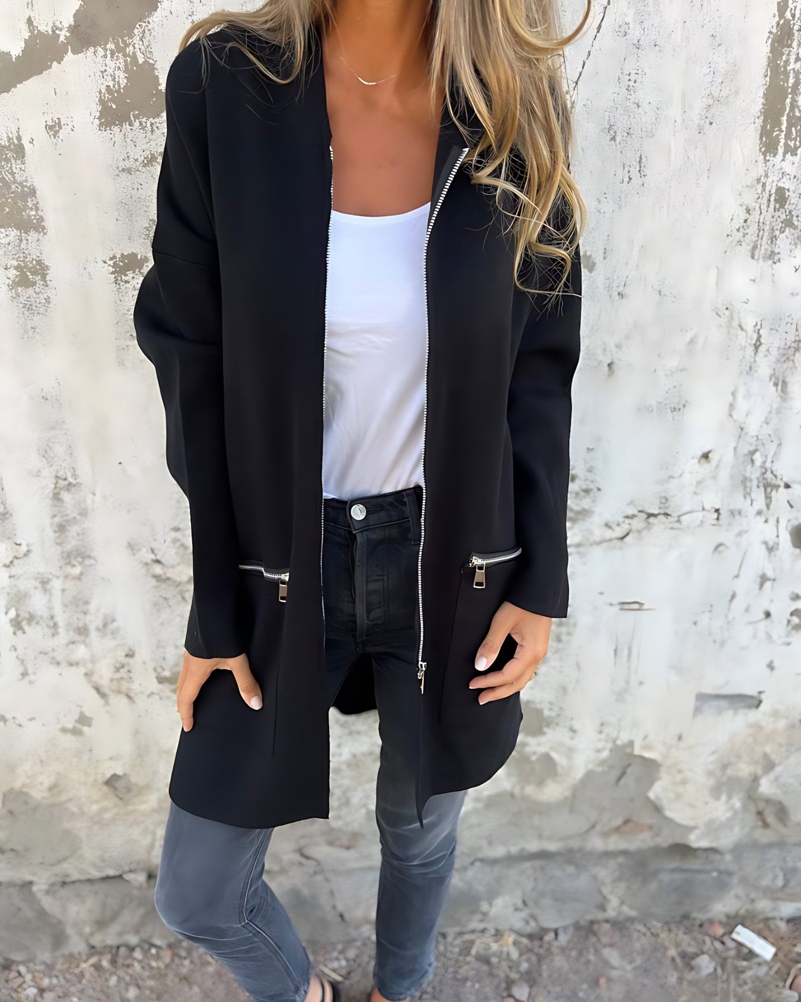 Zip Up Long Sleeve Knit Cardigan for women, view 2