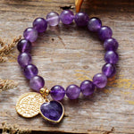 Vibrant Amethyst Heart Charm Bracelet