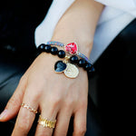 Vibrant Amethyst Heart Charm Bracelet