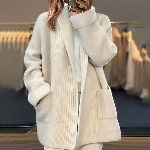 Ribbed Knit Open Front Cardigan for women