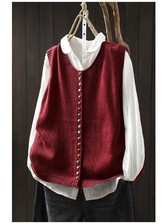 Sleeveless Button Up Knit Cardigan for women, view 5