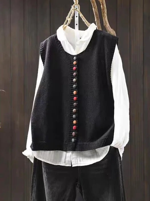 Sleeveless Button Up Knit Cardigan for women