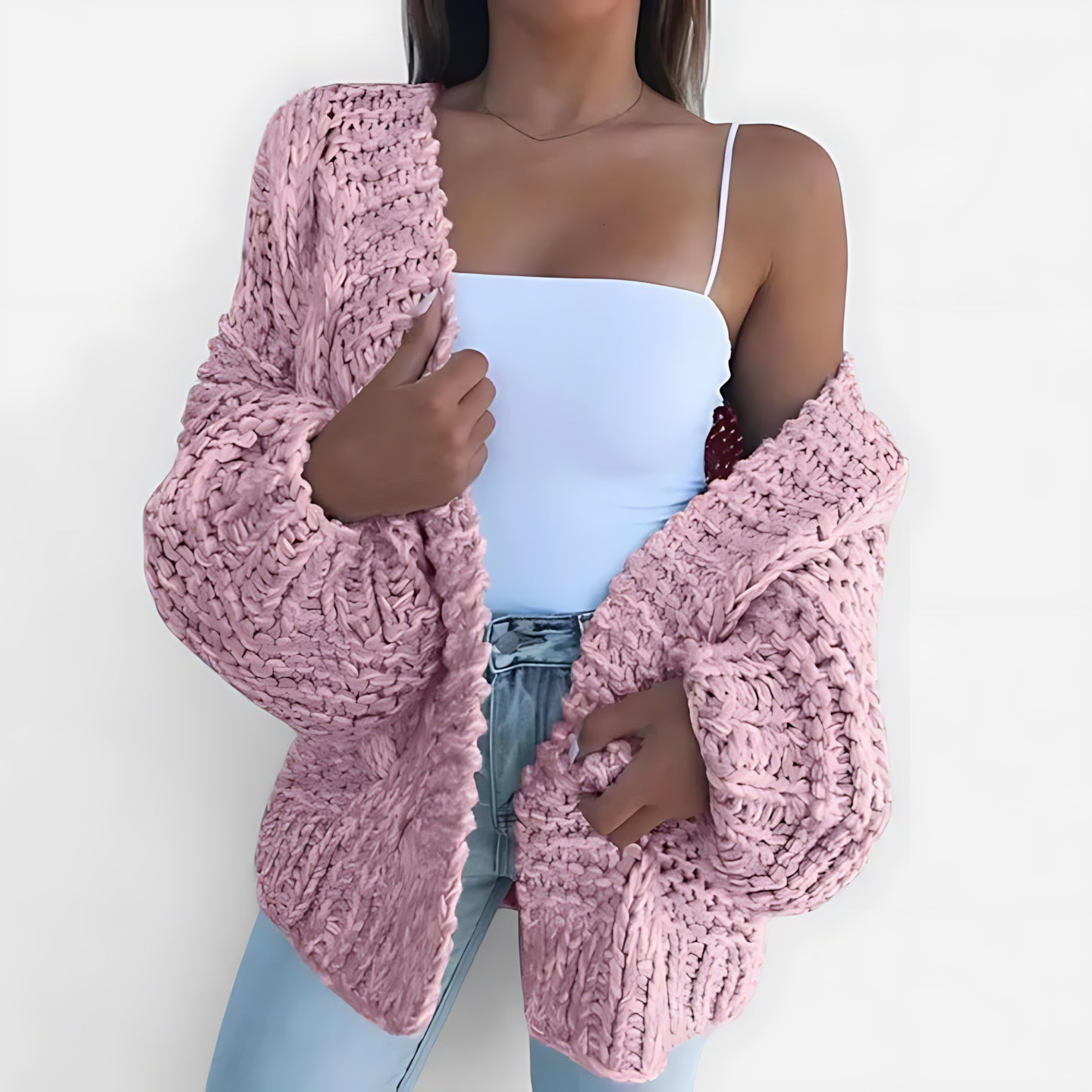 Chunky Knit Open Front Cardigan for women, view 10