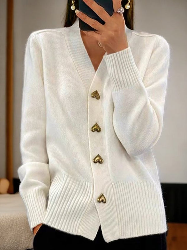 Serena heart-button cardigan