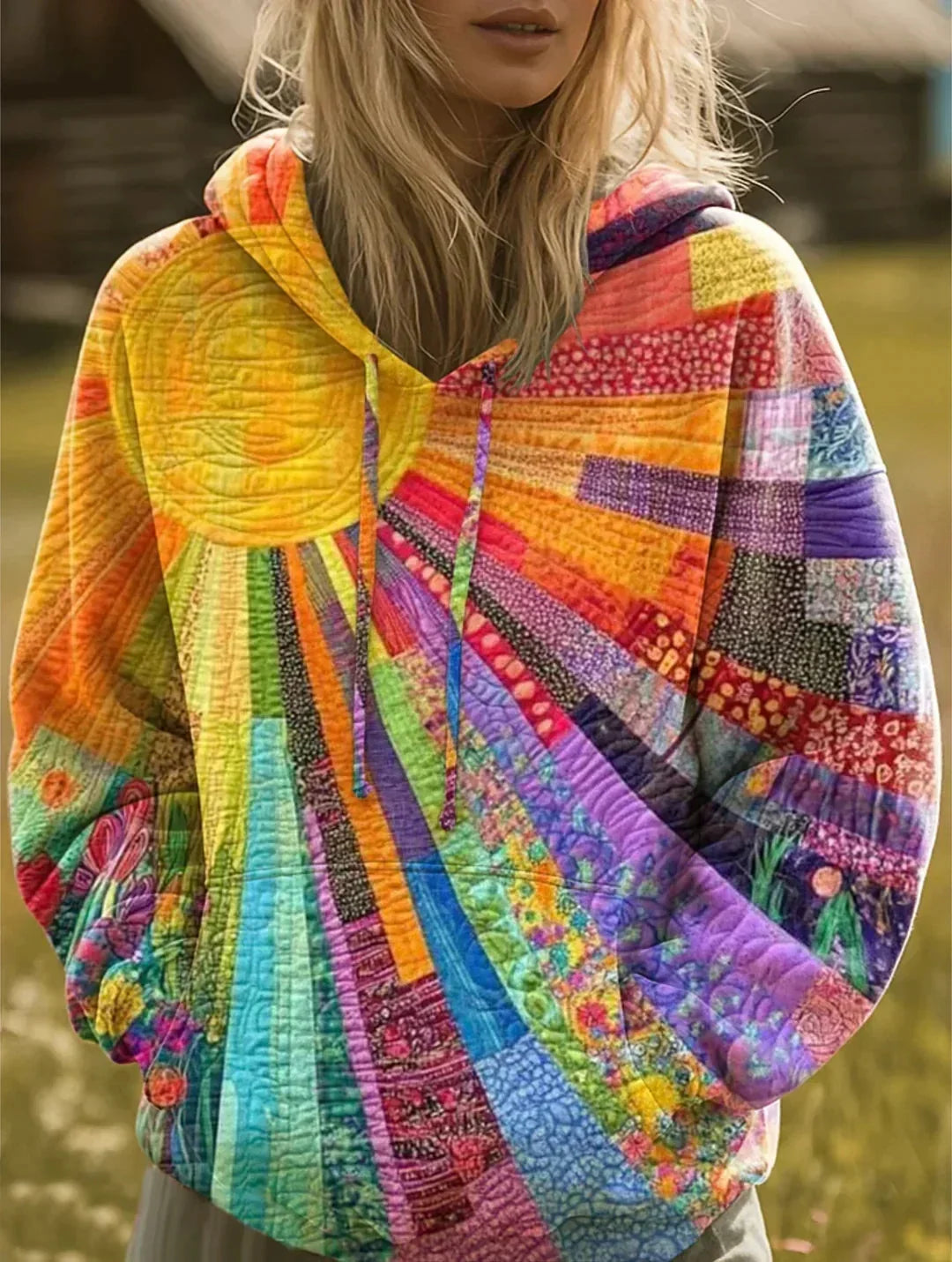 Daisy patchwork sunburst hoodie