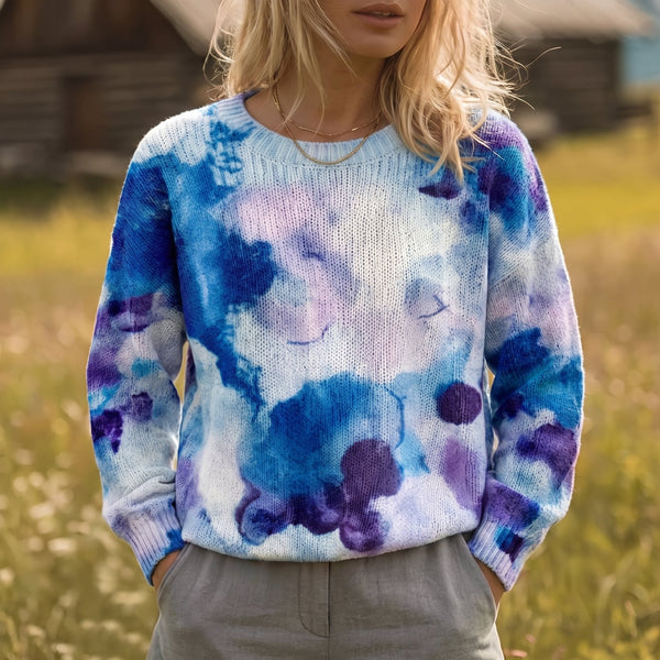 Florence blue tie-dye crew-neck jumper