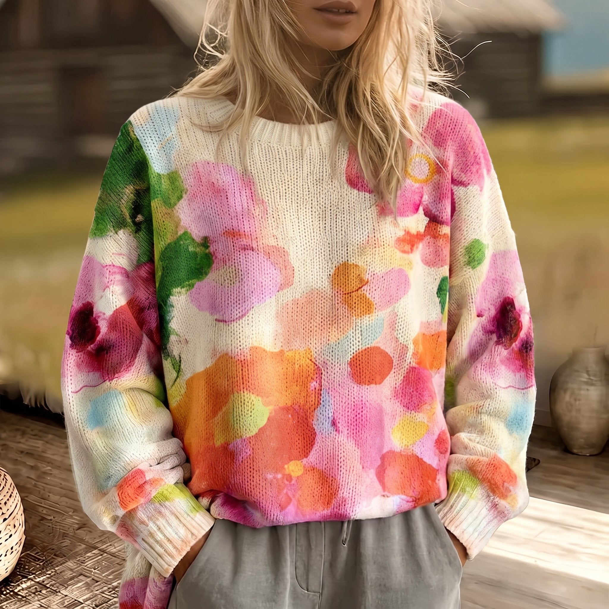 Josephine multicolour tie-dye crew-neck jumper