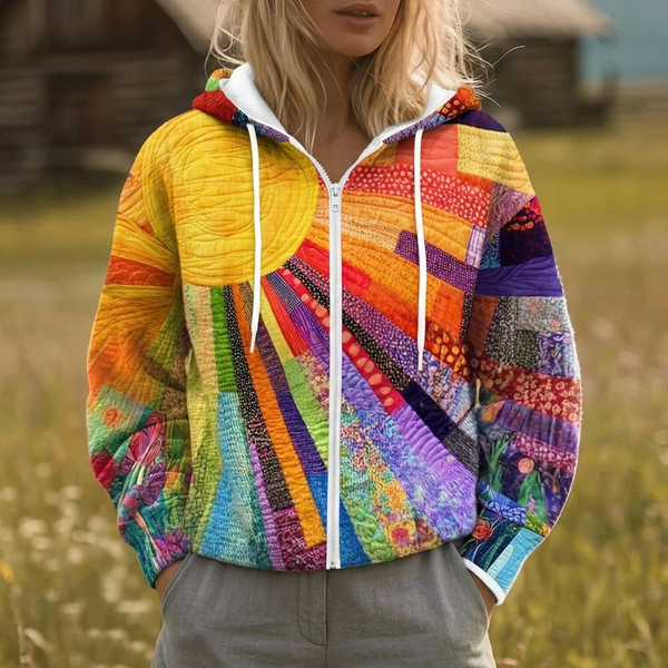 Harriet rainbow sunburst zip hoodie