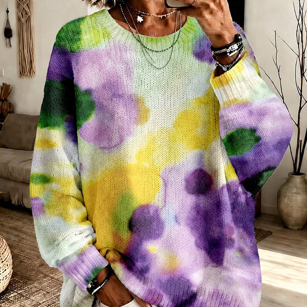 Margaret purple tie-dye crew-neck jumper