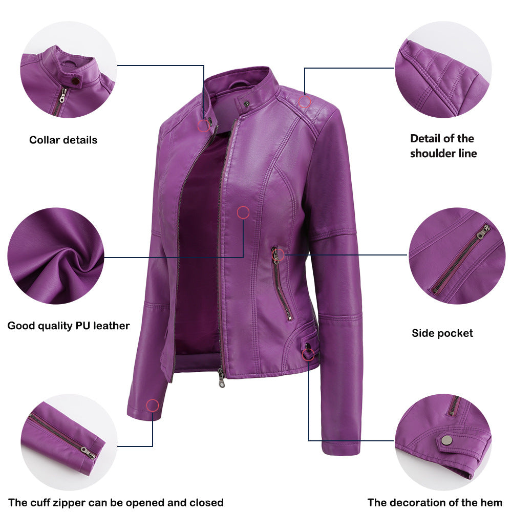Essential Faux Leather Biker Jacket for women, view 9