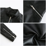 Cropped Faux Leather Moto Jacket for women, view 8