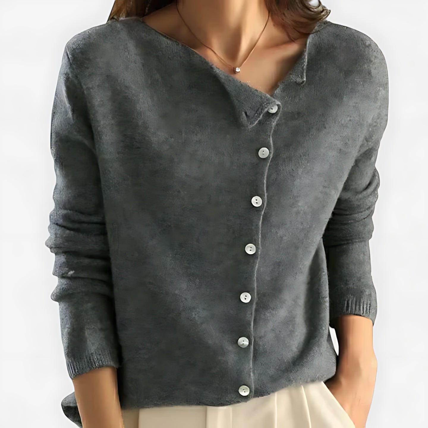 Collared Button Front Knit Cardigan for women